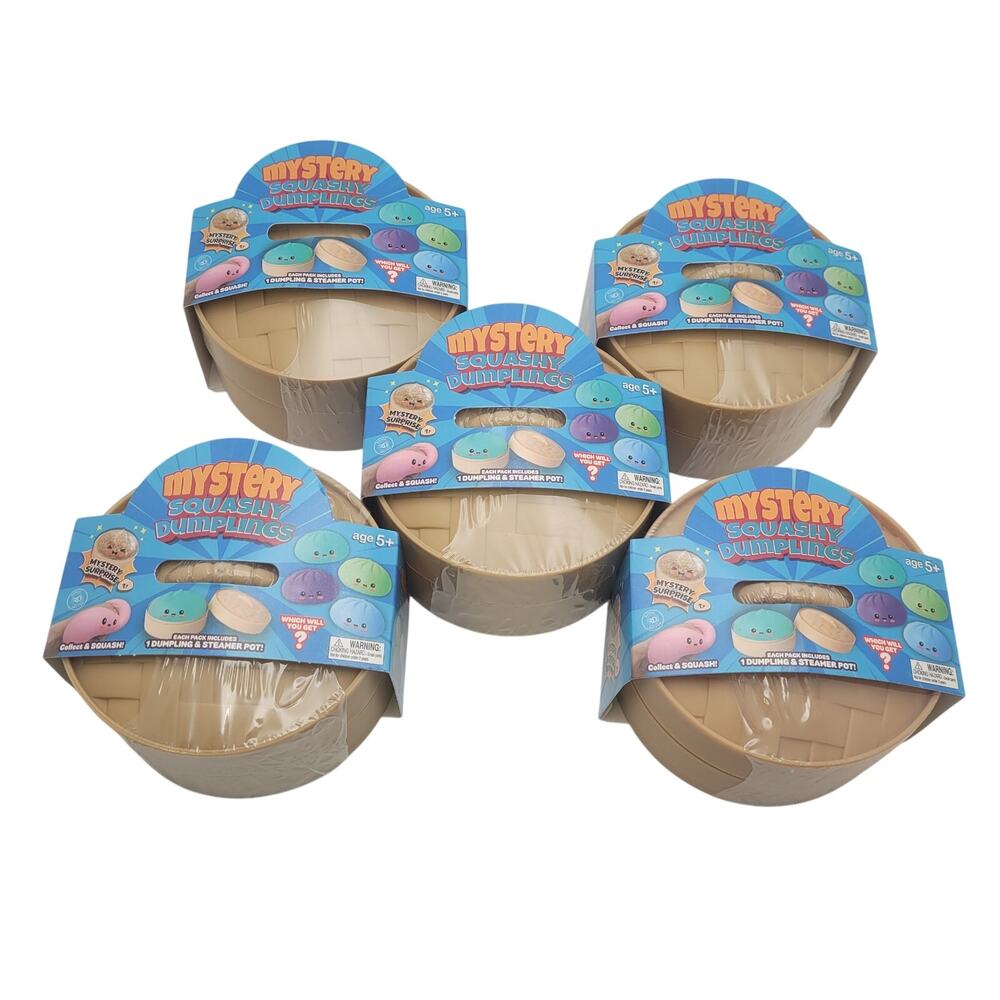 5 Mystery Squashy Dumpling and Steamer Pot Squishy Toy Sealed Blind Surprise